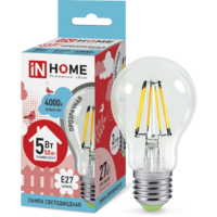 Светодиодная лампа In Home LED-A60-deco 5Вт 230В Е27 4000К 450Лм прозрачная 4690612008035
