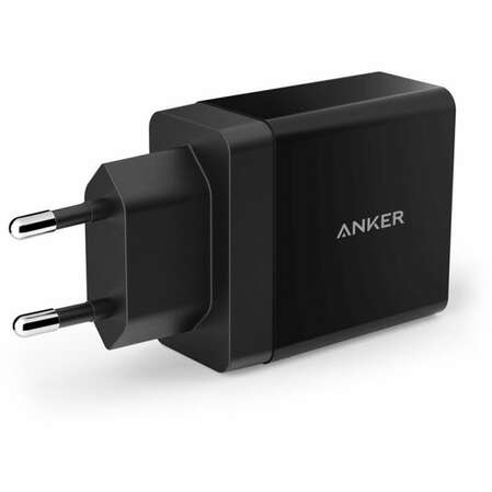 Сетевое зарядное устройство Anker PowerPort 2 24W 2хUSB 2х2.4A черное