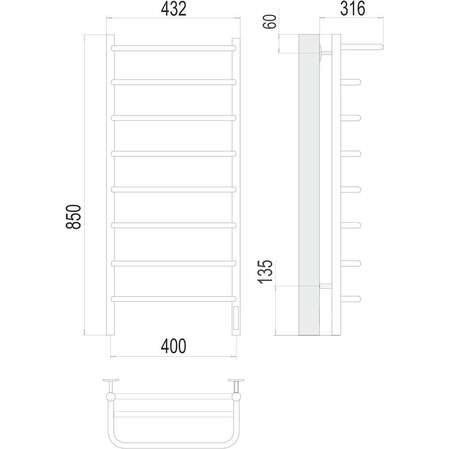 Электрический полотенцесушитель TERMINUS Полка П8 400х850 Quick Touch 4670078531445