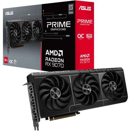 Видеокарта ASUS 16384Mb RX 9070 Prime OC 16Gb (Prime-RX9070-O16G) 3xDP, 1xHDMI, Ret