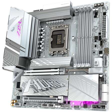 Материнская плата Gigabyte Z890M AORUS Elite WiFi7 Ice Z890 Soc-1851 4xDDR5, 4xSATA3, RAID, 3хM.2, 2xPCI-E16x, 5xUSB3.2, 1xUSB3.2 Type C, DP, WiFi, 2.5Glan, mATX