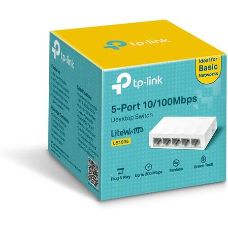 Коммутатор TP-LINK LS1005 неуправляемый 5 портов 10/100Мбит/с