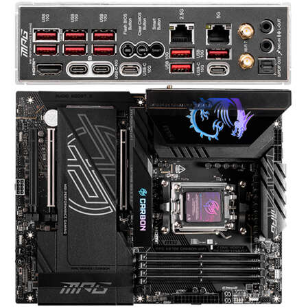 Материнская плата MSI MPG X870E Carbon WiFi Socket-AM5 AMD X870 4xDDR5, 4xSATA3, RAID, 4xM.2, 3xPCI-E16x, 9xUSB3.2, 2xUSB3.2 Type C, DP, HDMI, WiFi, 2xGlan, ATX Ret