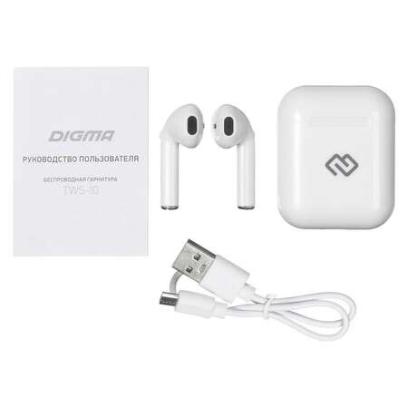 Bluetooth гарнитура Digma TWS-10 White