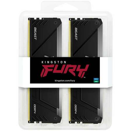 Модуль памяти DIMM 32Gb 2х16Gb DDR4 PC25600 3200MHz Kingston Fury Beast RGB Black (KF432C16BB12AK2/32)