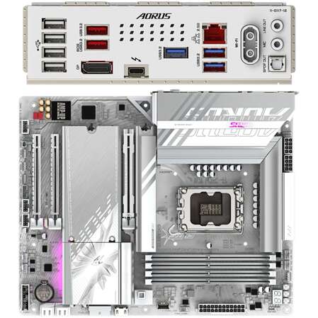 Материнская плата Gigabyte Z890 AORUS Elite WiFi7 Ice Z890 Soc-1851 4xDDR5, 4xSATA3, RAID, 4хM.2, 3xPCI-E16x, 5xUSB3.2, 1xUSB3.2 Type C, DP, WiFi, 2.5Glan, ATX