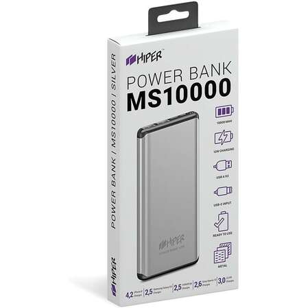 Внешний аккумулятор HIPER MS10000 10000mAh серебристый