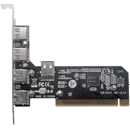 Контроллер Orient NC-612 PCI, USB2.0, NEC chipset, 4 port-ext, 1-port int