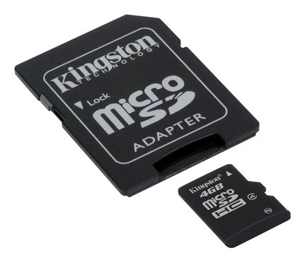 Micro SecureDigital 4Gb Kingston +2ад SDи Mini(SDC4/4GB-2ADP)