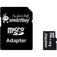 Карта памяти Micro SecureDigital 8Gb Smartbuy SDHC class 10 (SB8GBSDCL10-01) + SD адаптер