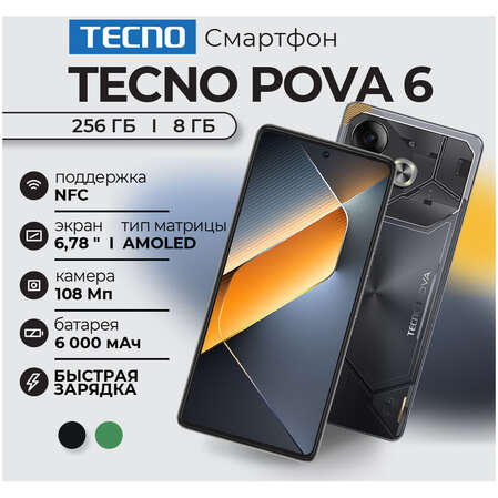 Смартфон Tecno Pova 6 8/256GB Meteorite Grey