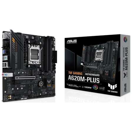 Материнская плата ASUS TUF Gaming A620M-Plus A620 Socket AM5 4xDDR5, 4xSATA3, 2xM.2, 1xPCI-E16x, 2xUSB3.2, 2xDP, HDMI, 2.5Glan, mATX