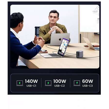 Сетевое зарядное устройство Ugreen Nexode CD333 (90903B) 300W GaN 4xUSB-C + USB-A темно-серый