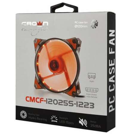Вентилятор 120x120 Crown (CMCF-12025S-1223) Orange Led 1650rpm 