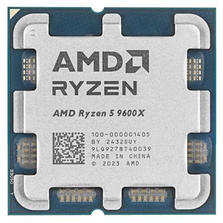 Процессор AMD Ryzen 5 9600X, 3.9ГГц, (Turbo 5.4ГГц), 6-ядерный, L3 16МБ, Сокет AM5, Radeon 760M, BOX W/O Cooler