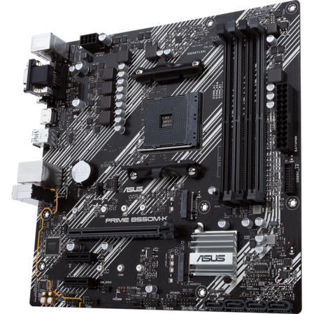 Материнская плата ASUS Prime B550M-K B550 Socket AM4 4xDDR4, 4xSATA3, RAID, 2xM.2, 1xPCI-E16x, 6xUSB3.2, D-Sub, DVI-D, HDMI, Glan, mATX