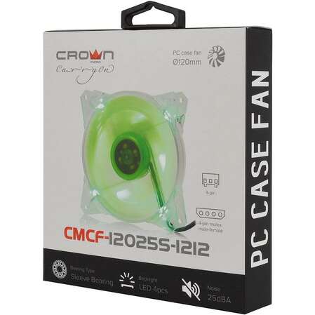 Вентилятор 120x120 Crown (CMCF-12025S-1212) Green Led 1650rpm 