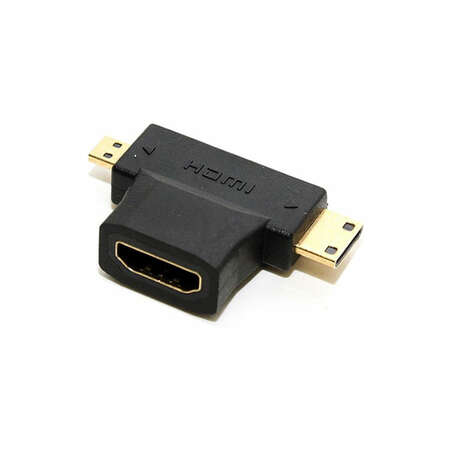 Переходник HDMI (F)-micro+mini HDMI (M) угловой