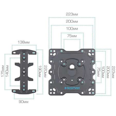 Кронштейн наклонно-поворотный Kromax ATLANTIS-45 22-65' до 45кг Vesa до 400x400 black