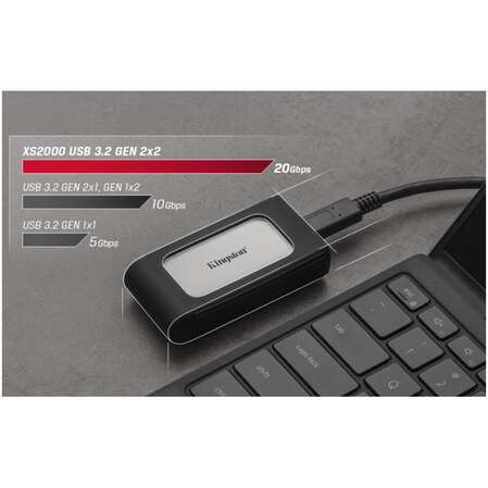 Внешний SSD-накопитель 1Tb Kingston XS2000 SXS2000/1000G (SSD) USB 3.2 серебристый