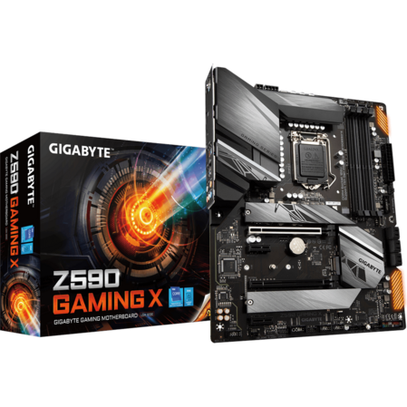 Материнская плата Gigabyte Z590 Gaming X Z590 Socket-1200 4xDDR4, 6xSATA3, RAID, 3xM.2, 2xPCI-E16x, 6xUSB3.2, 1xUSB3.2 Type C, DP, 2.5Glan, ATX