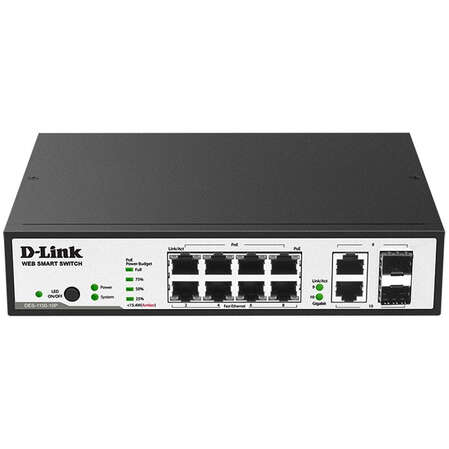 Коммутатор D-Link DES-1100-10P/A1A, управляемый 8xLAN, 2xGLAN