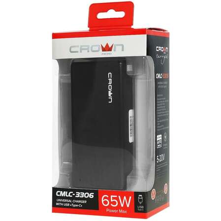 Адаптер питания от сети Crown CMLC-3306 для ноутбуков 65Вт, type-C Power Delivery