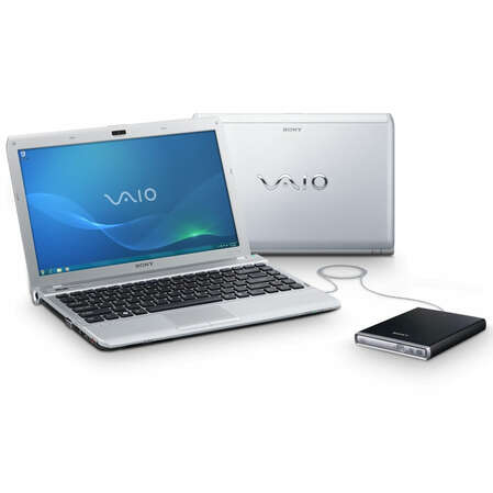 Ноутбук Sony VPC-Y21M1R/SI U3400/4Gb/320Gb/bt/13.3"/Win7 HP (64-bit) +ext sony OD Silver