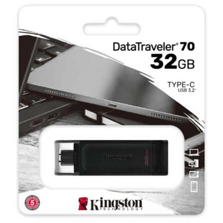USB Flash накопитель 128GB Kingston DataTraveler 70 (DT70/128GB) USB Type C Черный