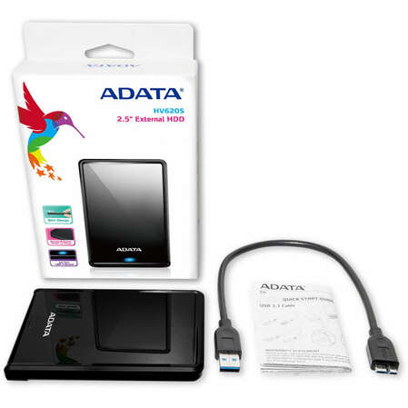 Внешний жесткий диск 2.5" 1Tb A-Data ( AHV620S-1TU31-CBK ) USB 3.1 HV620S Slim Черный
