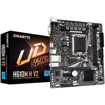 Материнская плата Gigabyte H610M H V2 H610 Socket-1700 2xDDR5, 4xSATA3, 1xM.2, 1xPCI-E16x, 2xUSB3.2, D-Sub, HDMI, Glan, mATX