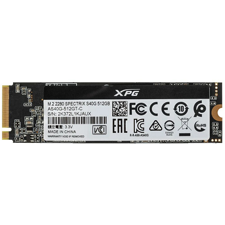 Внутренний SSD-накопитель 512Gb A-Data XPG Spectrix S40G RGB AS40G-512GT-C M.2 2280 PCIe NVMe 3.0 x4