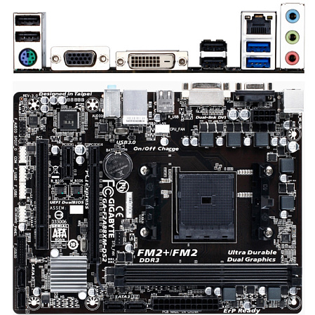 Материнская плата Gigabyte GA-F2A88XM-DS2 Socket-FM2+ AMD A88X 2xDDR3, 4xSATA3, 1xPCI-E16x, 4xUSB3.0, GLan, Raid, mATX Ret