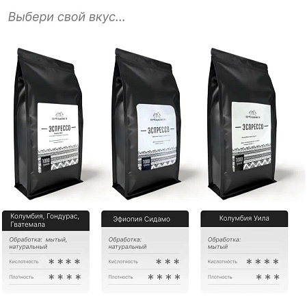 Кофе в зернах Эспрессо Перфекциониста Смесь №1 (Бразилия/ Эфиопия), натуральный, 1 кг.