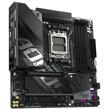Материнская плата Gigabyte X870M AORUS Elite Wifi7 Socket-AM5 AMD X870 4xDDR5, 2xSATA3, RAID, 2xM.2, 2xPCI-E16x, 6xUSB3.2, 2xUSB3.2 Type C, HDMI, 2.5Glan, mATX Ret