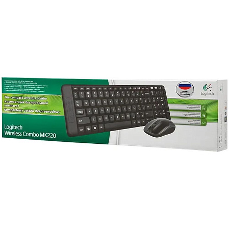 Клавиатура+мышь Logitech Wireless Combo MK220 Black