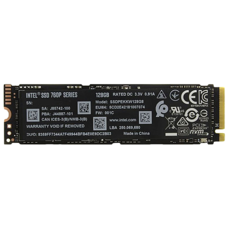 Внутренний SSD-накопитель 128Gb Intel SSDPEKKW128G8XT 760p-Series M.2 2280 PCIe NVMe 3.0 x4
