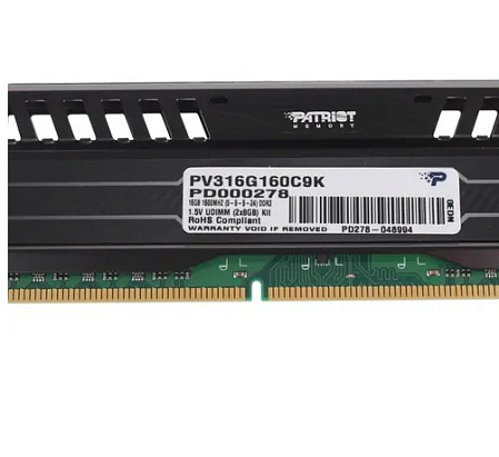 Модуль памяти DIMM 16Gb 2x8Gb KIT DDR3 PC12800 1600MHz Patriot Memory Viper 3 Black Mamba  (PV316G160C9K)