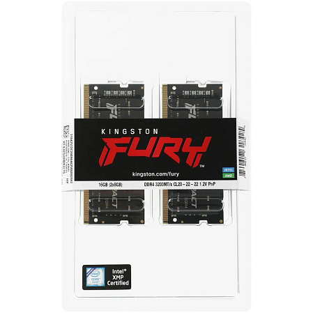 Модуль памяти SO-DIMM DDR4 16Gb (2x8Gb) PC25600 3200Mhz Kingston Fury Impact (KF432S20IBK2/16)