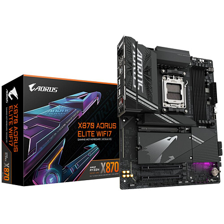 Материнская плата Gigabyte X870 AORUS Elite Wifi7 Socket-AM5 AMD X870 4xDDR5, 4xSATA3, RAID, 4xM.2, 3xPCI-E16x, 6xUSB3.2, 2xUSB3.2 Type C, DP, HDMI, Glan, ATX Ret