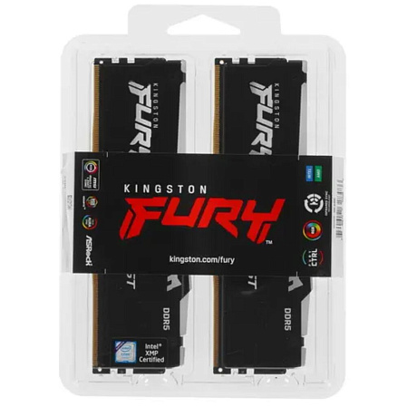 Модуль памяти DIMM 64Gb 2х32Gb DDR5 PC44800 5600MHz Kingston Fury Beast RGB Black (KF556C40BBAK2/64)