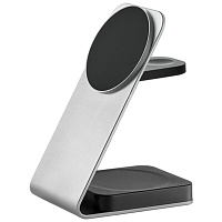 Беспроводная зарядная панель 3 в 1 Для IPhone, Apple Watch, Airpods uBear Level Ultra Qi2 25W Silver