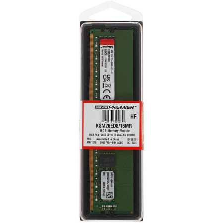 Модуль памяти Kingston 16GB 2666MHz DDR4 DIMM ECC CL19 2Rx8 Micron R