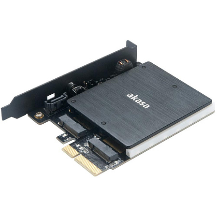 Переходник-конвертер Akasa AK-PCCM2P-03 с радиатором для 2xM.2 NGFF M-Type SSD в PCIe 3.0 x4