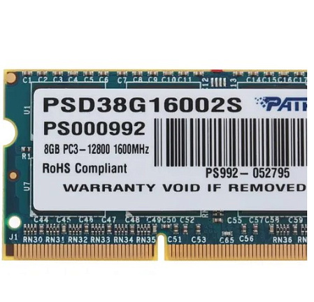 Модуль памяти SO-DIMM DDR3 8Gb PC12800 1600Mhz Patriot Memory (PSD38G16002S)