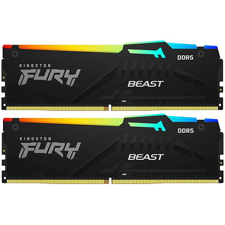 Модуль памяти DIMM 64Gb 2х32Gb DDR5 PC44800 5600MHz Kingston Fury Beast RGB Black (KF556C40BBAK2/64)