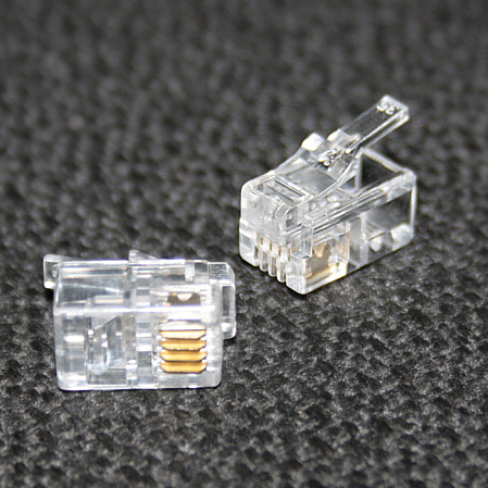 RJ11 коннектор 4p4c (обжимной) для трубки 10шт