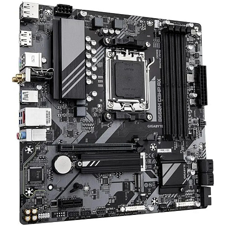 Материнская плата Gigabyte B650M D3HP AX Socket-AM5 AMD B650 4xDDR5, 4xSATA3, RAID, 2xM.2, 1xPCI-E16x, 3xUSB3.2, 1xUSB3.2 Type C, 2xDP, HDMI, WiFi, 2.5Glan, mATX Ret