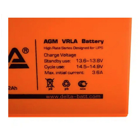 Батарея Delta HR 12-12, 12V 12Ah (Battery replacement APC rbc4, rbc6 151мм/98мм/95мм)