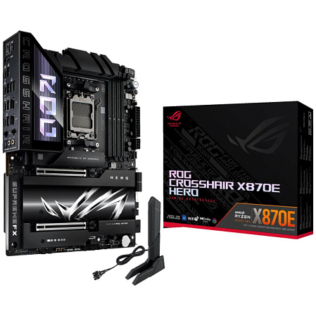 Материнская плата ASUS ROG Crosshair X870E Hero X870E Socket AM5 4xDDR5, 4xSATA3, RAID, 5xM.2, 2xPCI-E16x, 6xUSB3.2, 4xUSB3.2 Type C, DP, HDMI, WiFi, 5Glan, ATX